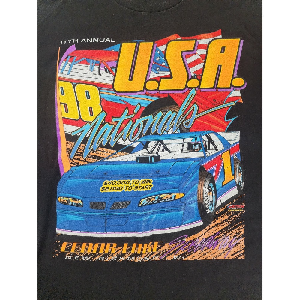 1998 USA Nationals Racing T Shirt Mens XXL 11th Annual Cedar Lake Speedway Black